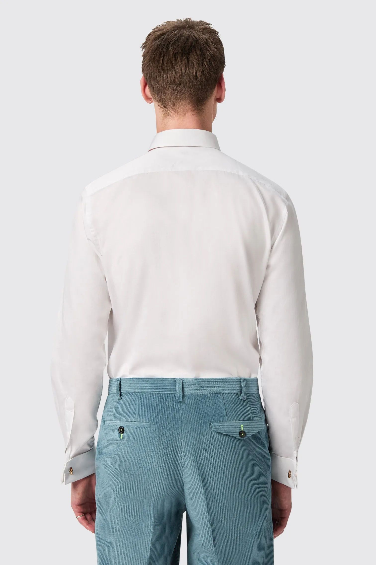 Westwood Skinny Fit White Double Cuff Cotton Shirt with Cufflinks