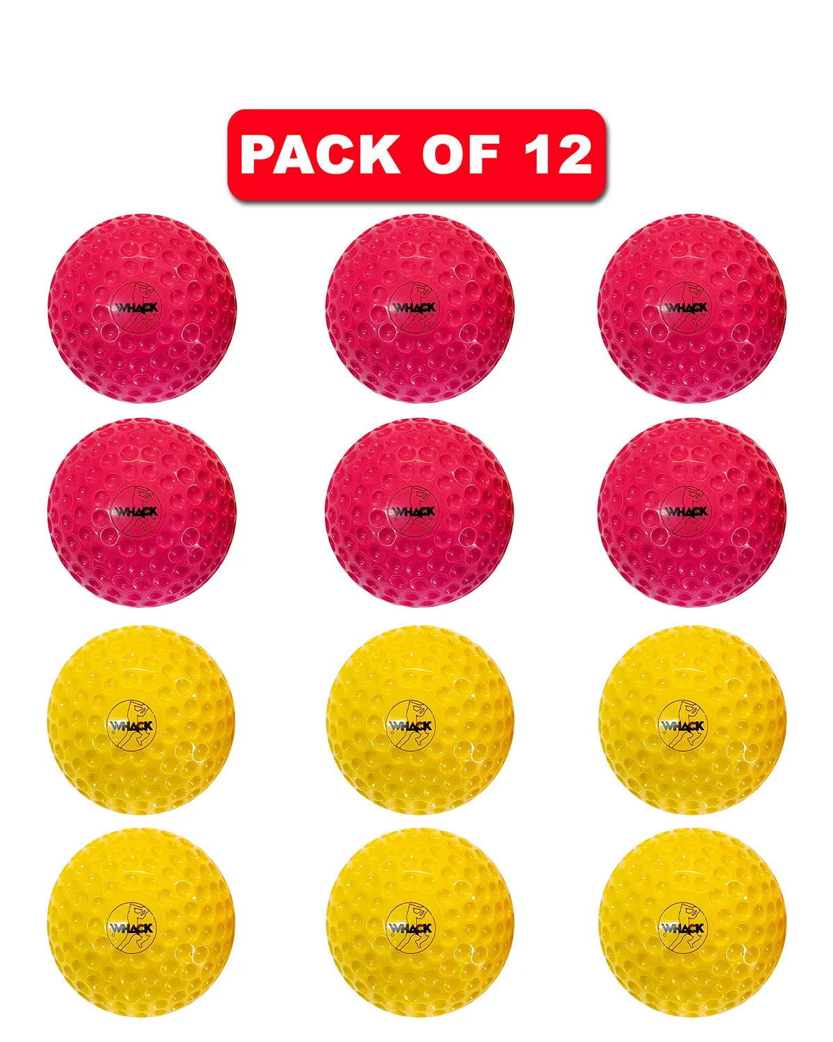 WHACK Cricket Bowling Machine Balls Bundle - Regular Weight - High Bounce - Pack of 6x or 12x