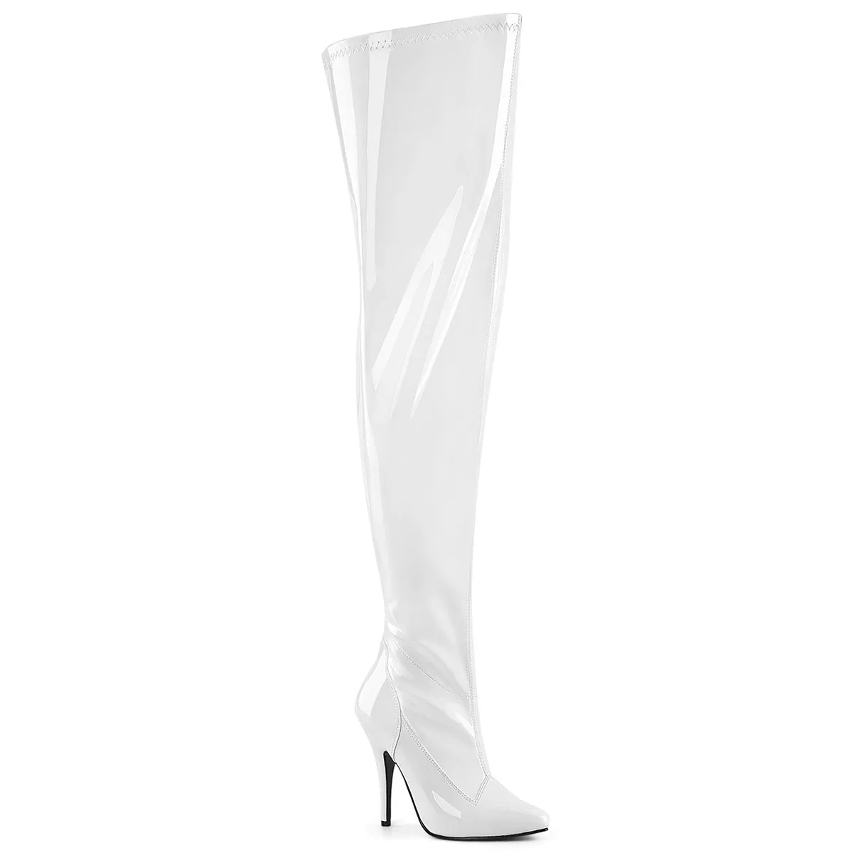 Wide Calf Thigh High Boots White