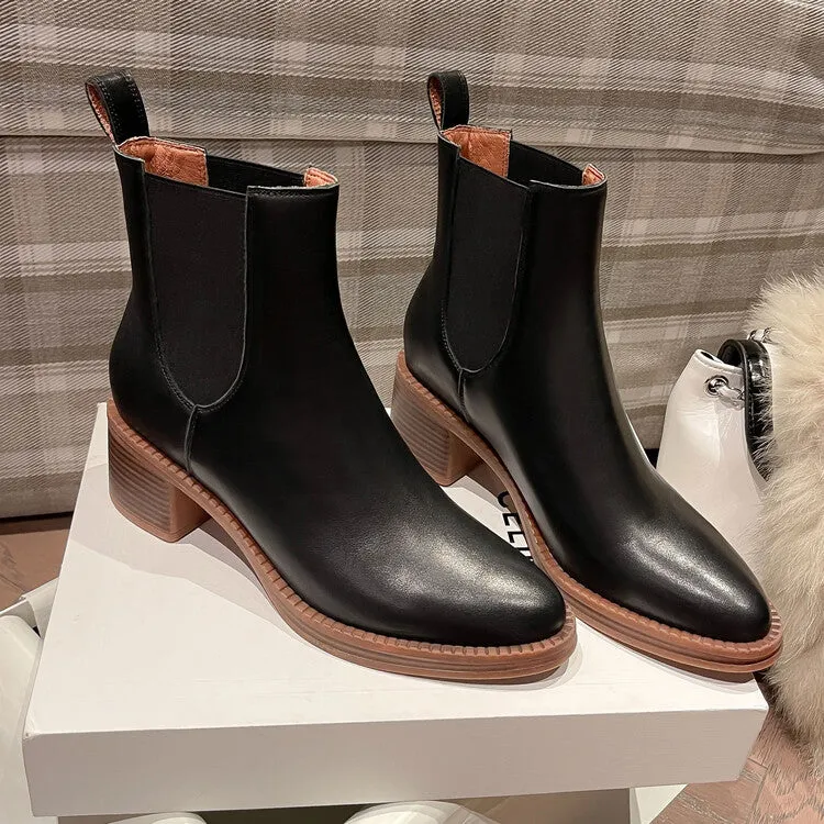 Women's Pointed Leather Handmade Chelsea Boot