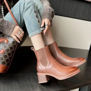 Women's Pointed Leather Handmade Chelsea Boot