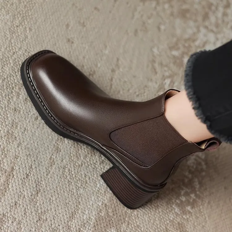 Women's Square Toe Chunky Heel Chelsea Boots