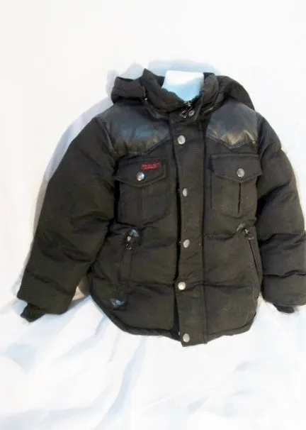 Youth Boys J. JOE WHISTLER & CO. PUFFER Hooded JACKET Coat Parka BLACK S 6