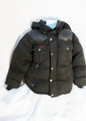 Youth Boys J. JOE WHISTLER & CO. PUFFER Hooded JACKET Coat Parka BLACK S 6