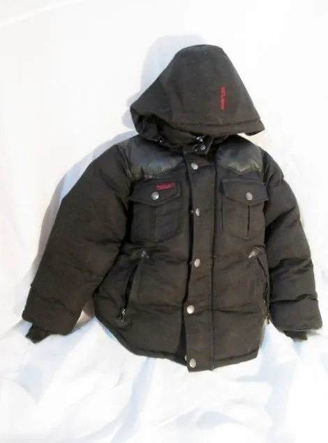Youth Boys J. JOE WHISTLER & CO. PUFFER Hooded JACKET Coat Parka BLACK S 6